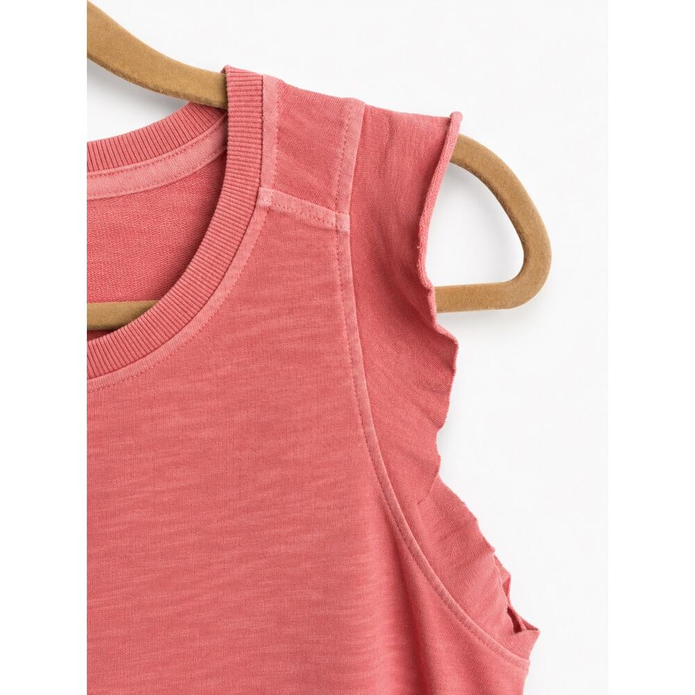 Cute Ruffle Sleeve Pink Tank Top Cottagecore Feminine Tee L Sonoma - Picture 2 of 8